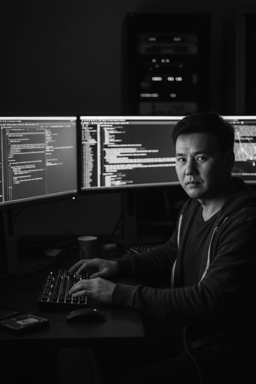 Persona trabajando frente a varios monitores de sistemas